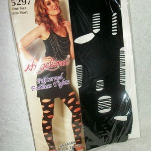 New black distressed footless tights nylon/spandex